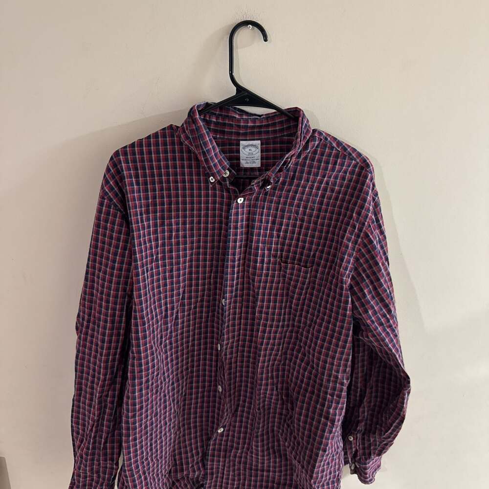 Brooks Brothers Regent Red & Blue Plaid Long Sleeve Button-Down Shirt Men's XL
